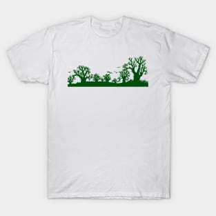 Baobab Trees Silhouette Green T-Shirt